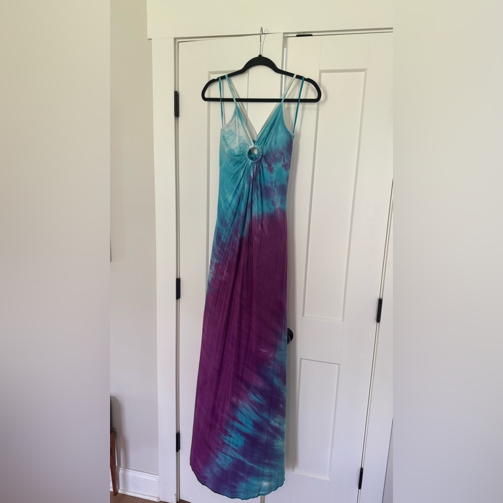 MiJo Purple and Blue Tie-Dye Maxi Dress Sz M
